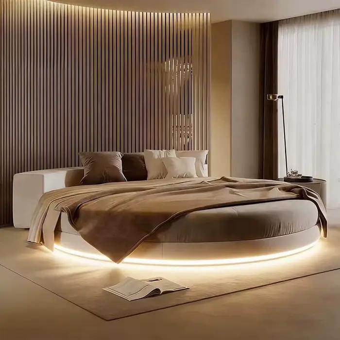 Lit de chambre à coucher 180x200 cm, lit rond king size italien, lit double plateforme, meubles pour