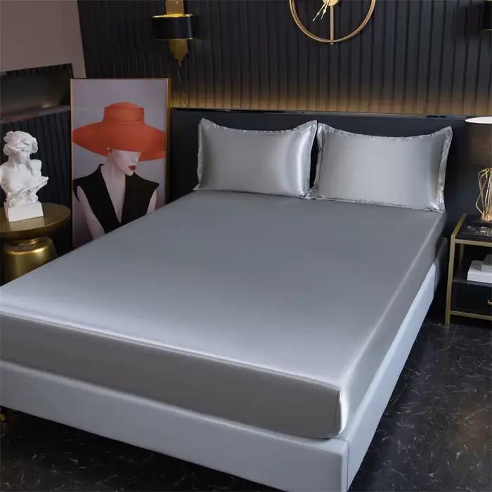 Drap-housse en satin de rayonne haut de gamme, couleur unie, avec bande élastique, pour lits Twin, F