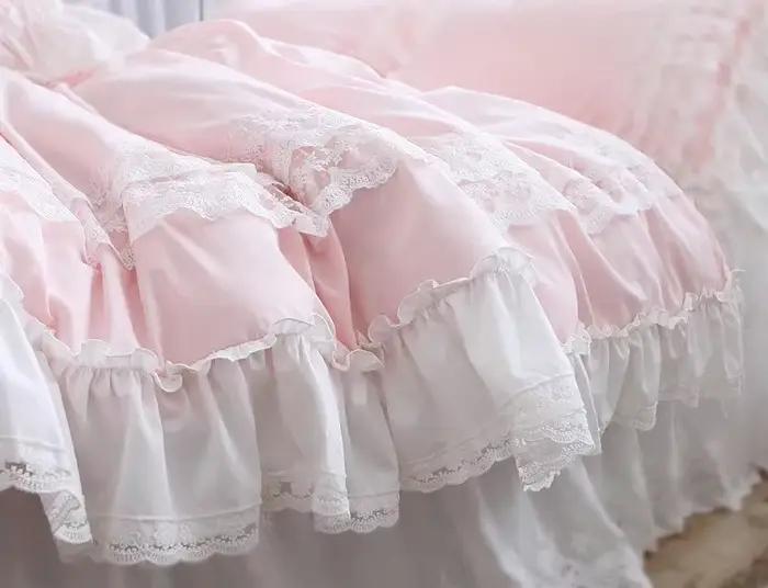 Housse de couette romantique élégante housse de couette romantique à volants dentelle housse de coue