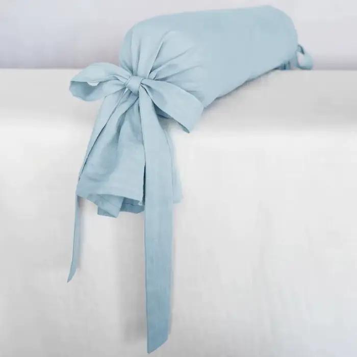 Taie d'oreiller cylindrique longue en lin pur, lavable et Durable, traversin de cou pour chambre à c