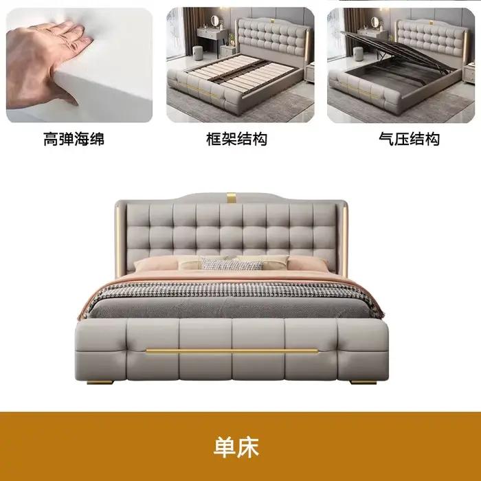 Tête de lit de luxe 180x200cm sans matelas, lits doubles en bois, espace de rangement pour chambre à