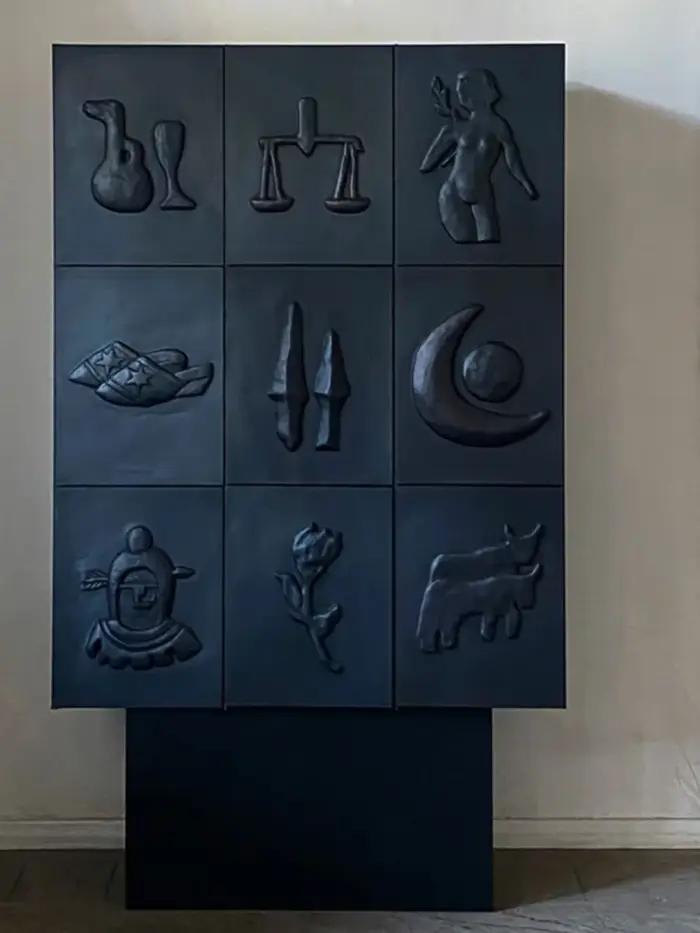 Coffre d'entrée de foyer de chambre sculpté, art créatif, tiroir de rangement