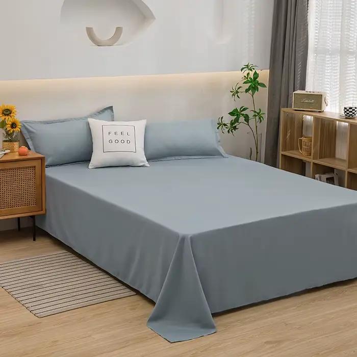 Un drap simple de couleur unie, lavable en Machine, linge de lit simple et double, drap de dortoir d