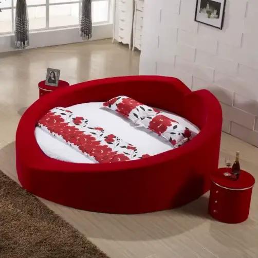 Lit Moderne en Tissu, Nouveau Lit Double Princesse Chinois pour Chambre à Coucher, Meubles Simples e