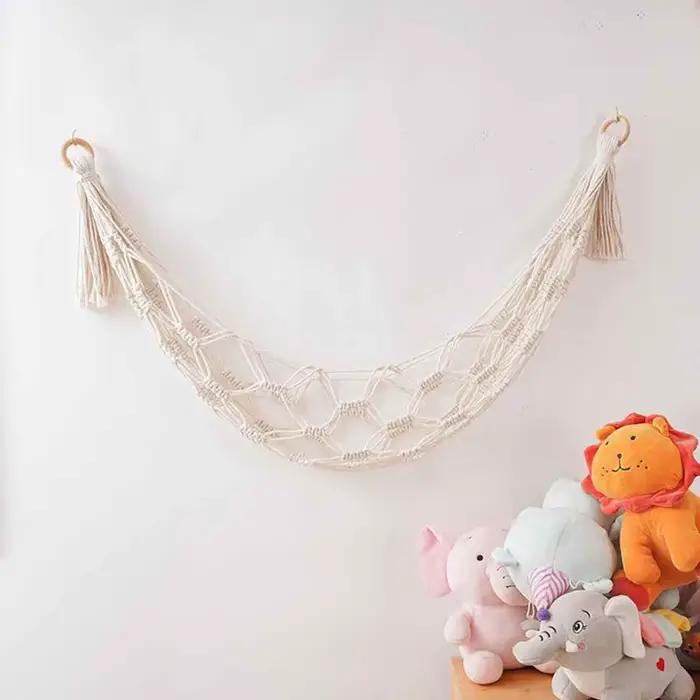 Hamac de rangement Boho en peluche, hamac en peluche, jouets en peluche, coin de chambre, Mesh, déco