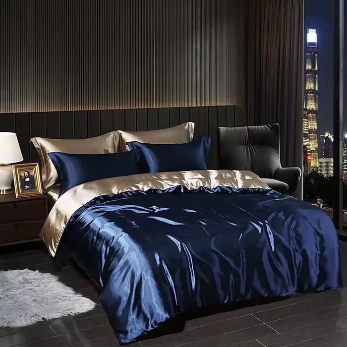 Ensemble de literie en satin de luxe avec drap plat, housse de athlon, haut de gamme, haute densité,
