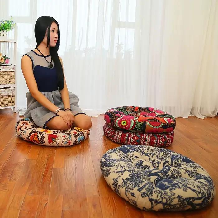 Coussin de sol rond, Tatami épais, tapis de Yoga pour méditation, lavable en Machine, coussin de siè