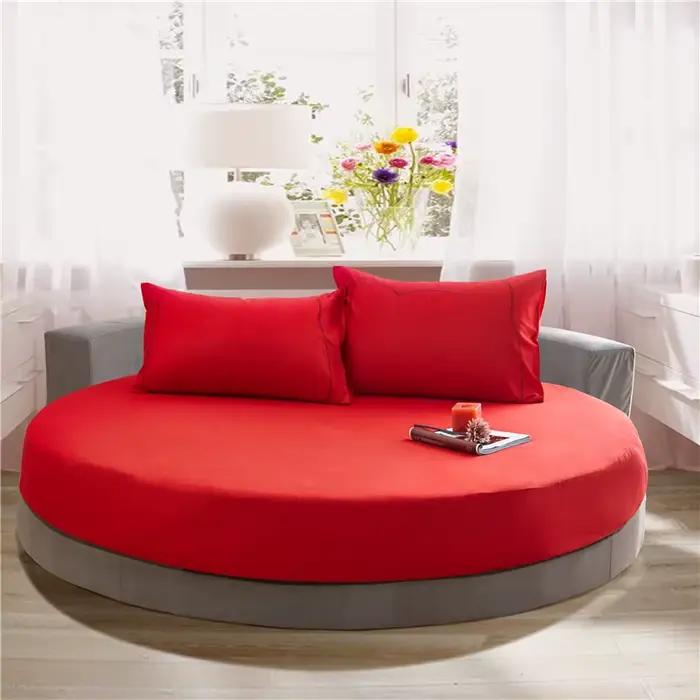 Drap-housse rond d'hôtel avec bande élastique, housse de matelas, thème romantique, diamètre 200cm-2