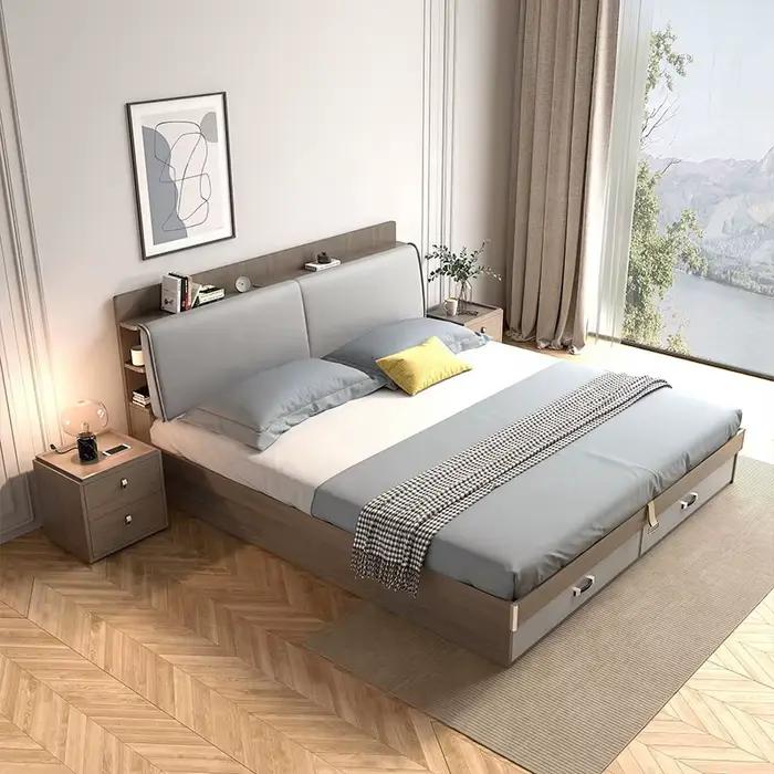 Cadre de lit Tatami en boîte en bois à lattes murales King Size, meilleur dormeur, avec rangement