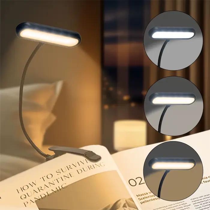 LED livre lumière lampe de lecture soin des yeux Clip-on USB Rechargeable lampe à intensité variable