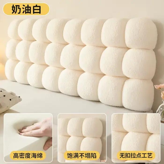 Coussin de dossier de lit en velours doux, coussin de tête de lit extra épais, réglable, crème, supp