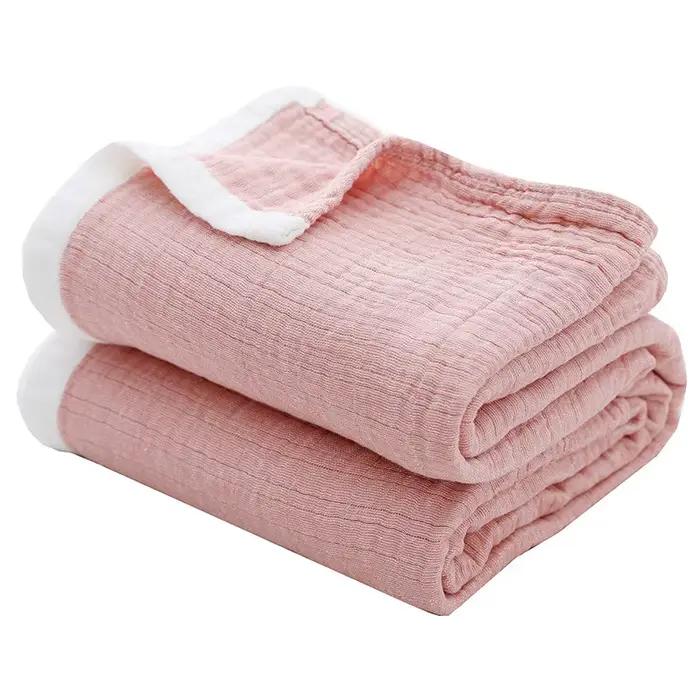 Couverture en mousseline de gaze 100% coton, couvre-lit uni, couette d'été pour bébé adulte, maison,