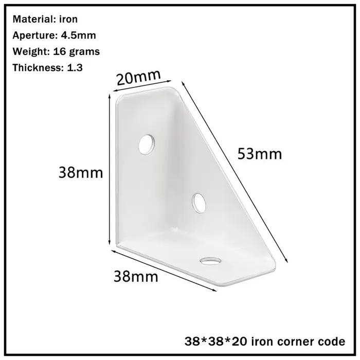 Supports d'angle triangulaires droits, attaches de connecteur d'angle de meubles en bois blanc et no