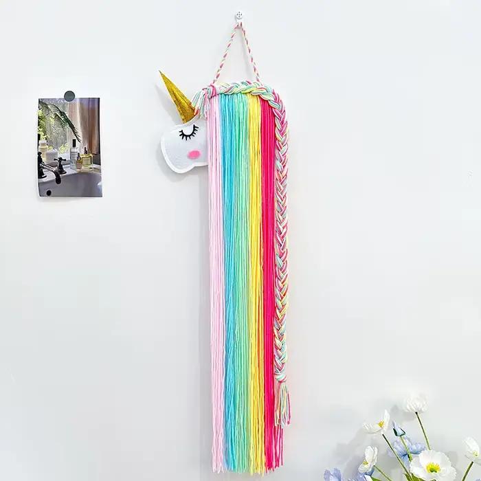 Décorations suspendues licorne, support pour nœuds de cheveux, décoration murale suspendue pour fill
