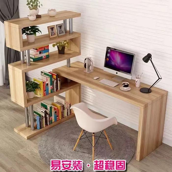 Bureau d'ordinateur moderne avec étagère, bureau debout avec étagère, étagère en bois de haute quali
