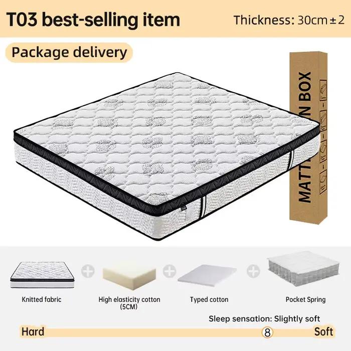 Matelas pleine grandeur en mousse à mémoire de forme avec ressorts ensachés indépendants et ressorts