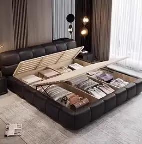 Lit Double De rangement rembourré minimaliste, Design De couchage, salon pour femmes, Meuble De Cham