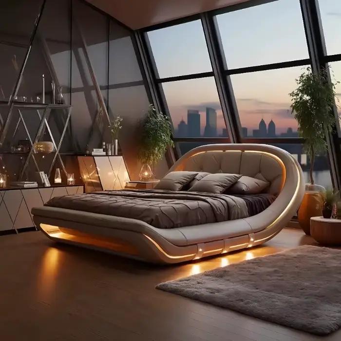 Cadre De lit De mariage européen luxueux, Design confortable De haute qualité, chambres De rêve parf