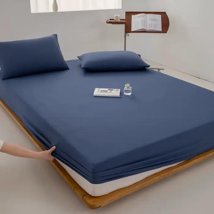 Drap-housse en coton doux, taille simple, double, king, queen, avec bande élastique, drap de lit, li