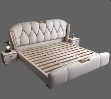 Cadre de lits fantaisie d'hôtel King Size, lits de couchage européens de luxe, espace de rangement, 