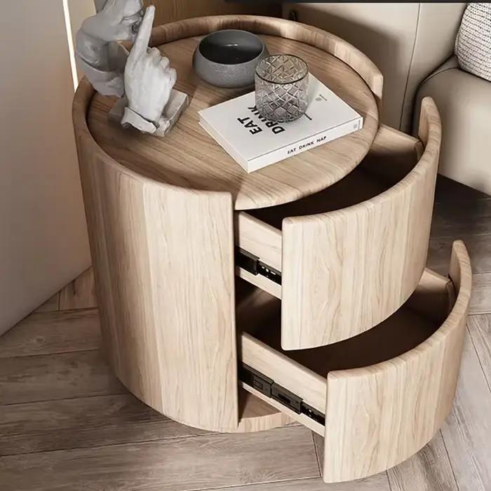Table De nuit blanche tendance, circulaire, mignonne, bon marché, luxe, esthétique italienne, meuble