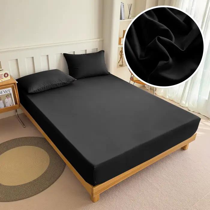 Drap-housse en tissu de haute qualité avec bande élastique, drap de matelas de couleur unie pour lit
