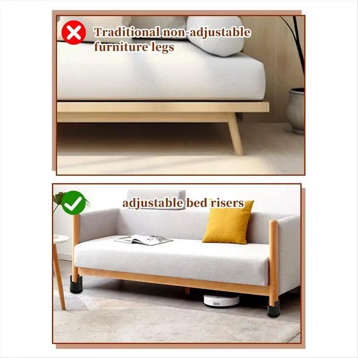Rehausseurs de lit exquis, rehausseurs de meubles réglables, rehausseurs de chaise de bureau de tabl