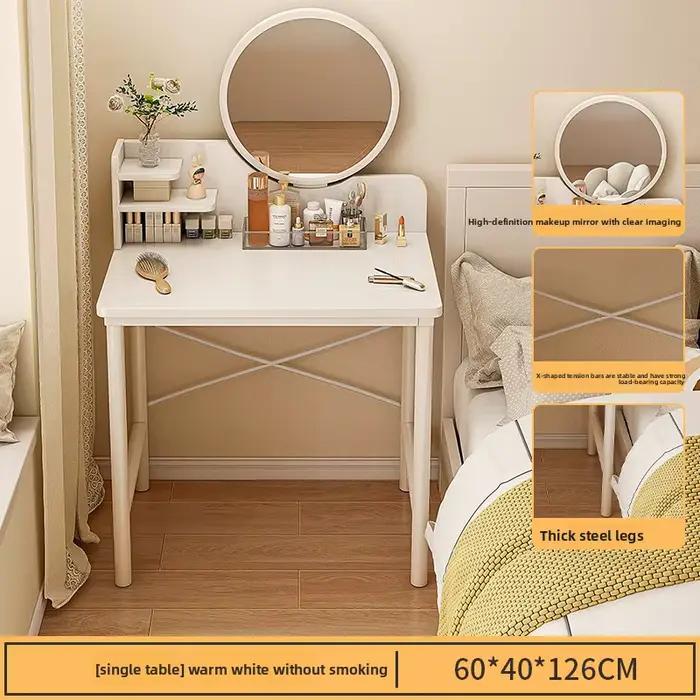 Table de maquillage pour petit appartement, chambre à coucher, rangement intégré, table de chevet, c