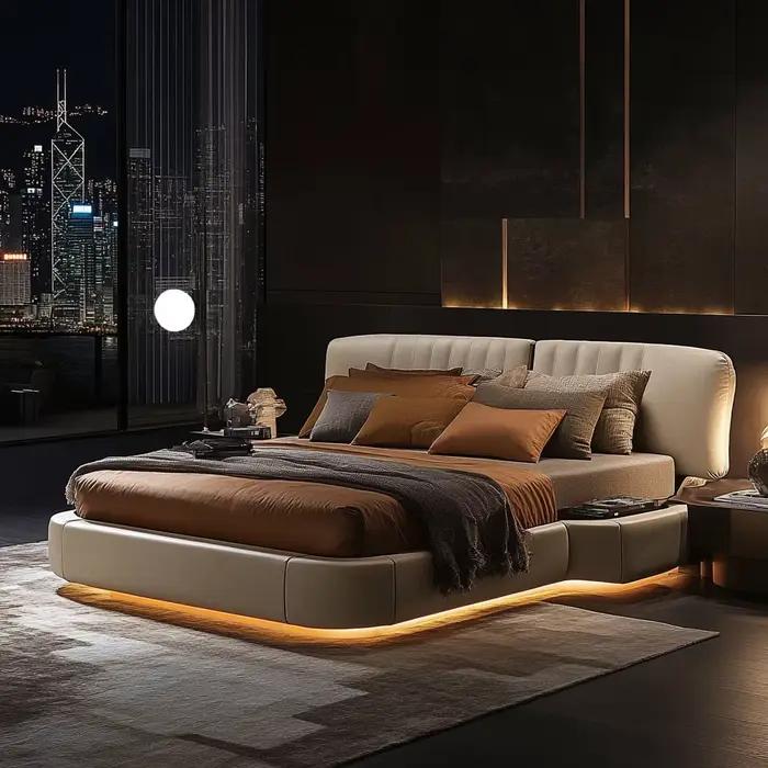 Lit King Size multifonctionnel élégant, Design luxueux, confort ultime, transformer la chambre à cou