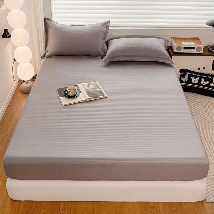 Drap-housse avec bande élastique, couleur unie, housse de matelas douce pour lit simple, double, kin