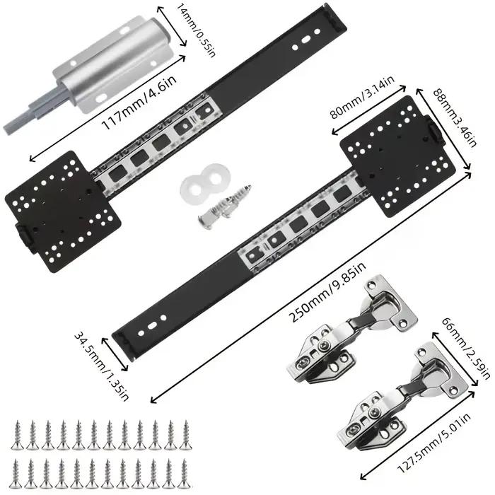 Kit de quincaillerie pour porte coulissante, 5 pièces, rail caché peu encombrant et système pliable 