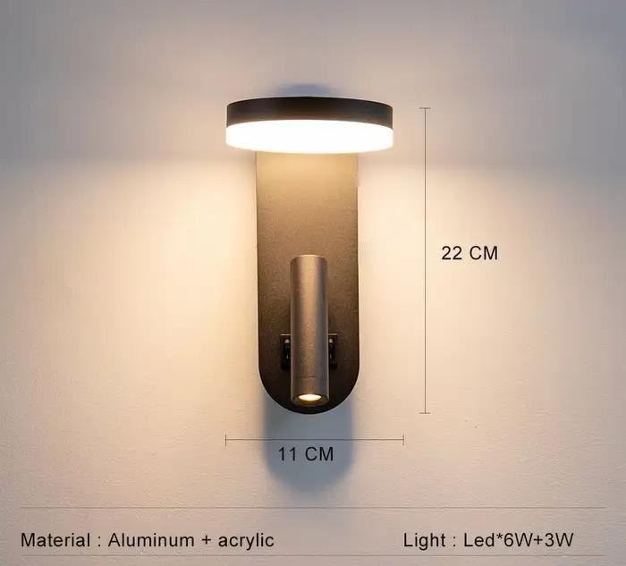 Applique de chevet avec projecteur 3W, lampe de lecture murale avec interrupteur et Port USB, appliq
