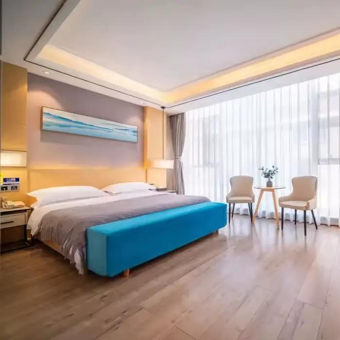 Ensemble de lit d'hôtel avec matelas, tête de lit, meuble de chevet, rangement ottoman, King, Queen,