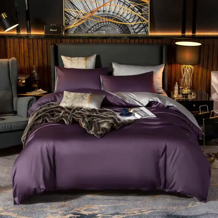Parure de lit de luxe en coton égyptien, ensemble familial, housse de couette, drap et 2 taies d'ore