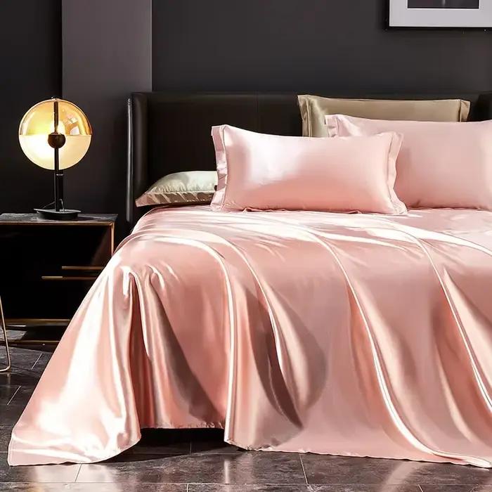 Parure de lit 100% soie Pure, 4 pièces, Kit de literie King/Queen Size, housse de lit, draps My Melo