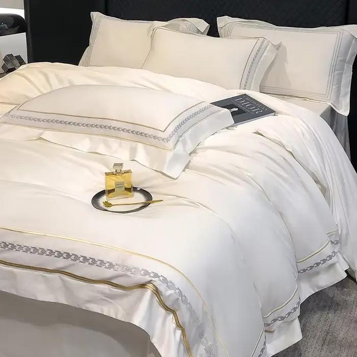 Parure de lit 100% coton égyptien, broderie de luxe, Style hôtel, ensemble de literie, Queen, King S