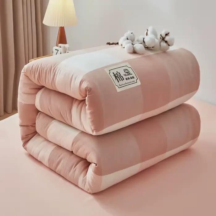 Couette en coton pur à carreaux pour lit double, édredon épais pour couple, couette Queen Size 200x2