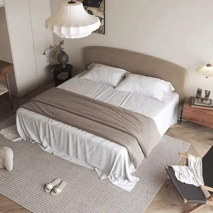 Lit rembourré minimaliste taille Queen, lit de salon moderne pour hôtel, cadre de lit taille Twin, C