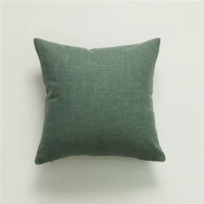Oreiller/housses de coussin en lin massif, européen avec pompons, carré de 18x18 pouces, décoratif p