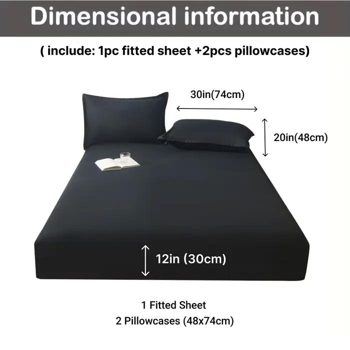 Ensemble de draps-housses en coton, 3 pièces (1 drap-housse + 2 taies d'oreiller), housse de matelas