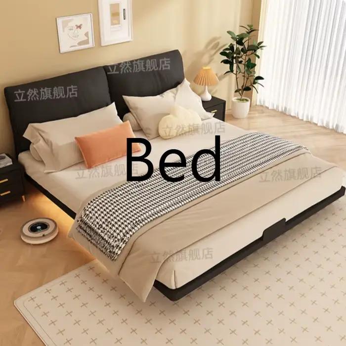 Lit double en acier au carbone, design nordique moderne, lit pour 2 personnes, cadre de lit king siz