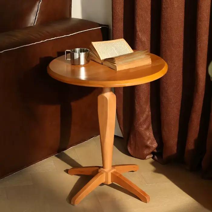 Table basse Mobile rétro en bois de cerisier, Table de chevet Unique pour salon, côté canapé, petit 