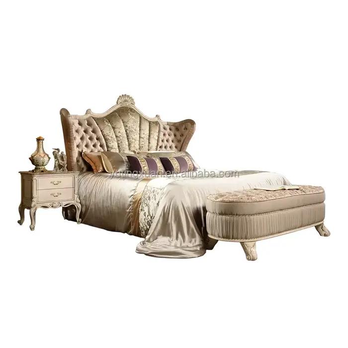 Lit Double Antique en bois massif, luxe européen, chambre principale française, lit de princesse, hô