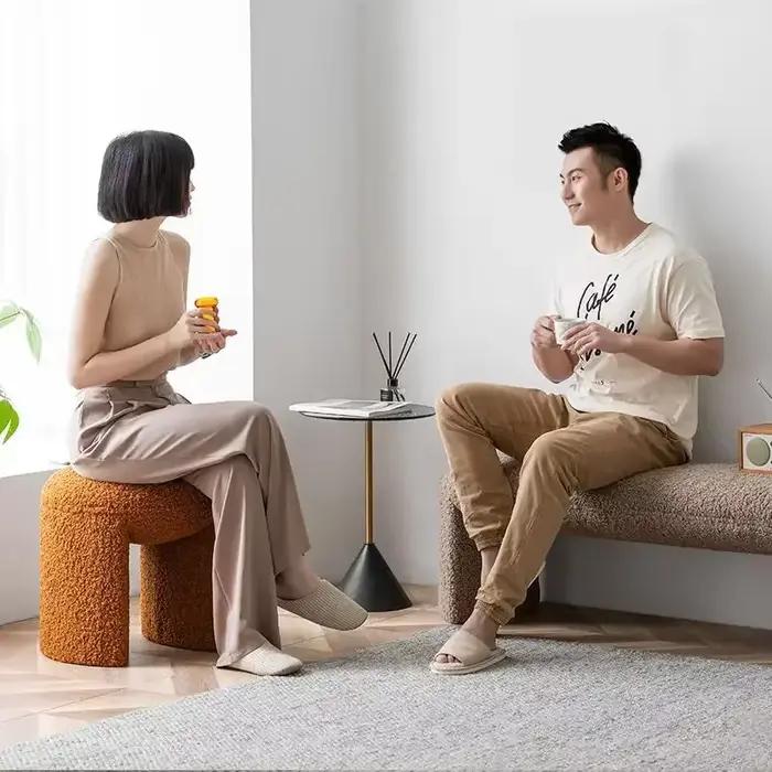Pouf Ottoman Doux et Mignon pour la Maison, Tabouret Simple pour Se Changer les Chaussures, Petit Po