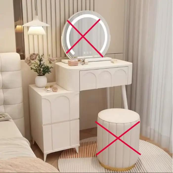 Commode de style crème, coiffeuse de chambre à coucher avec rangement intégré, table de maquillage m