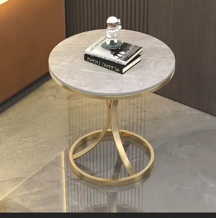 Table d'appoint en marbre X001 : Table d'appoint ronde minimaliste pour le salon
