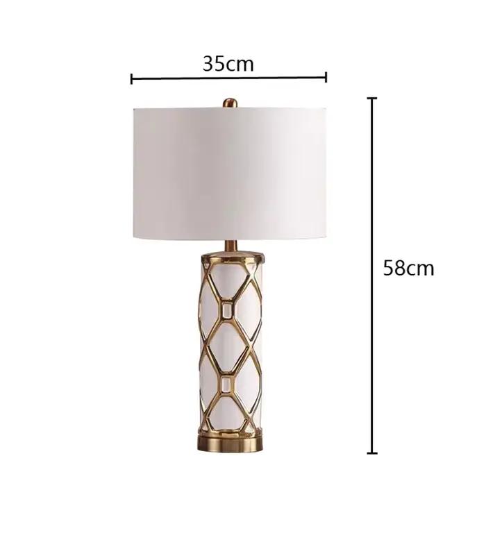Lampe de bureau en céramique postmoderne nordique de luxe, lampe de chevet pour chambre à coucher, s