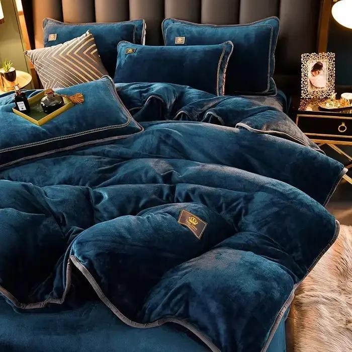 Parure de lit de luxe en molleton de lait ultra-épaisse, taille Queen, haut de gamme, pour l'hiver, 