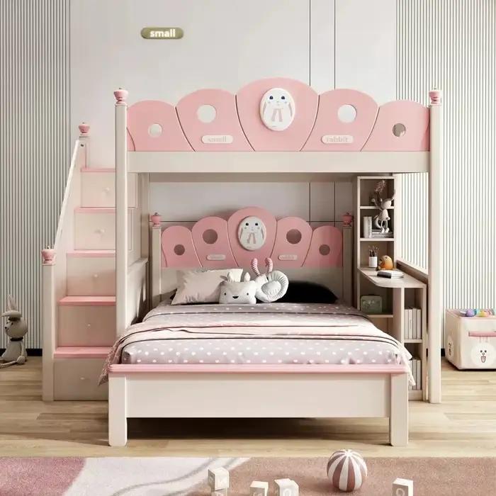 Lit avec armoire, lits superposés avec toboggan et marches, chambres d'enfants, lit haut, Mebles Enf