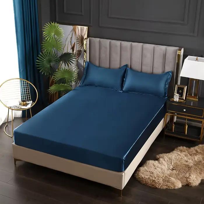 Drap-housse en Satin de Style européen, housse de matelas en rayonne, bande élastique, drap de lit K